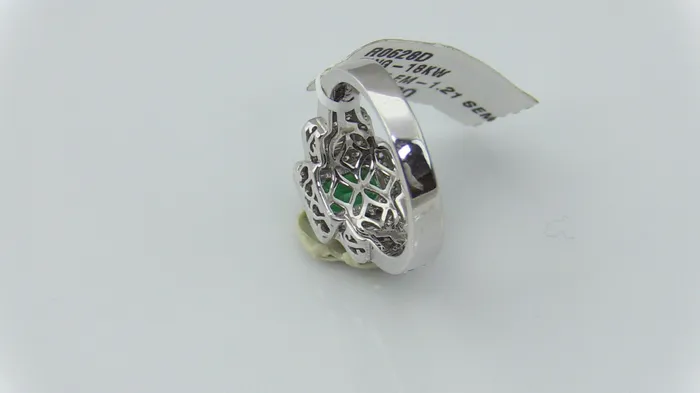 STA Rings 18KW Gold Emerald Diamond Ring Size 675 this is New Item R0628D
