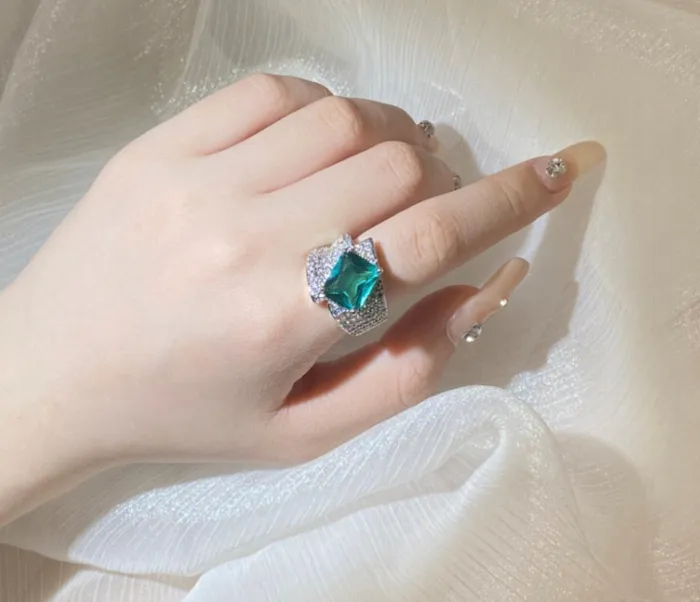 Statement Ring Green Diamond Ring Womens Promise Ring Aquamarine Engagement Ring Green Engagement Ring Tourmaline Ring Ring Minx London Rings