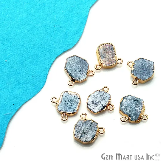 Sulemani Stone Rough Gemstone Double Bail Gold Electroplated Connector GemMartUSA Rings