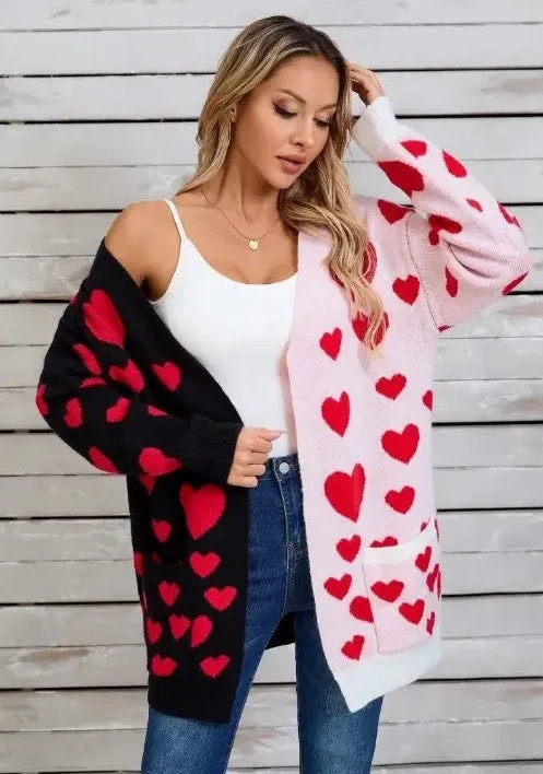Two Tone Heart Cardigan Miss Sparkling Rings