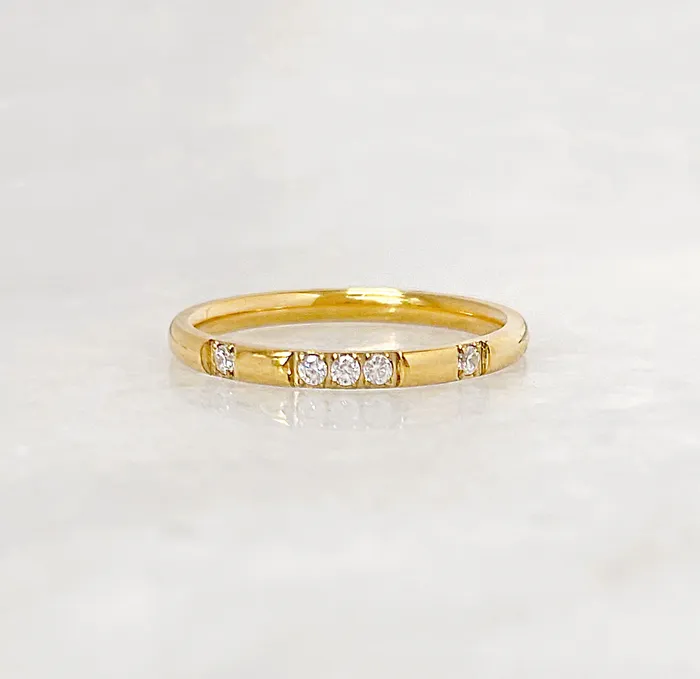 VEDA DAINTY GOLD CZ DIAMOND STACKABLE RING SAMPLE Mai Dsire Rings