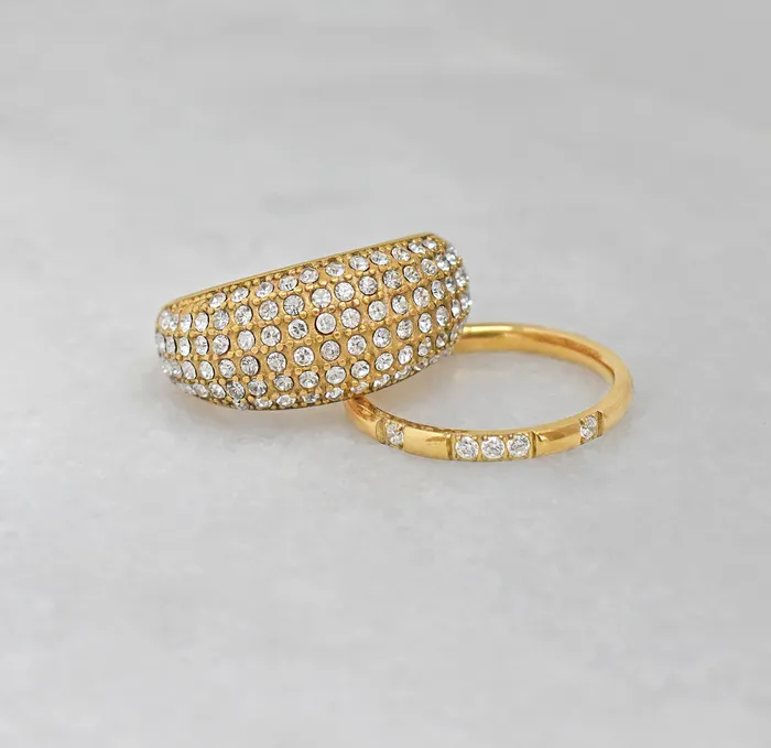 VEDA DAINTY GOLD CZ DIAMOND STACKABLE RING SAMPLE Mai Dsire Rings