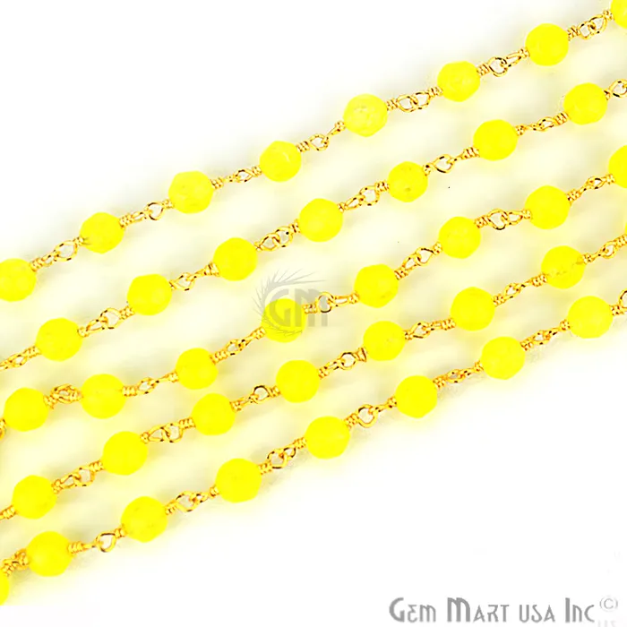 Yellow Jade Beads Gold Plated Wire Wrapped Rosary Chain GemmartUSA PreStyled Sets Yellow Jade Beads Gold Plated Wire Wrapped Rosary Chain GemmartUSA PreStyled Sets