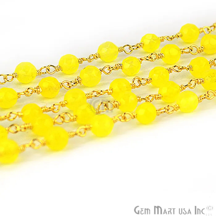 Yellow Jade Beads Gold Plated Wire Wrapped Rosary Chain GemmartUSA PreStyled Sets Yellow Jade Beads Gold Plated Wire Wrapped Rosary Chain GemmartUSA PreStyled Sets