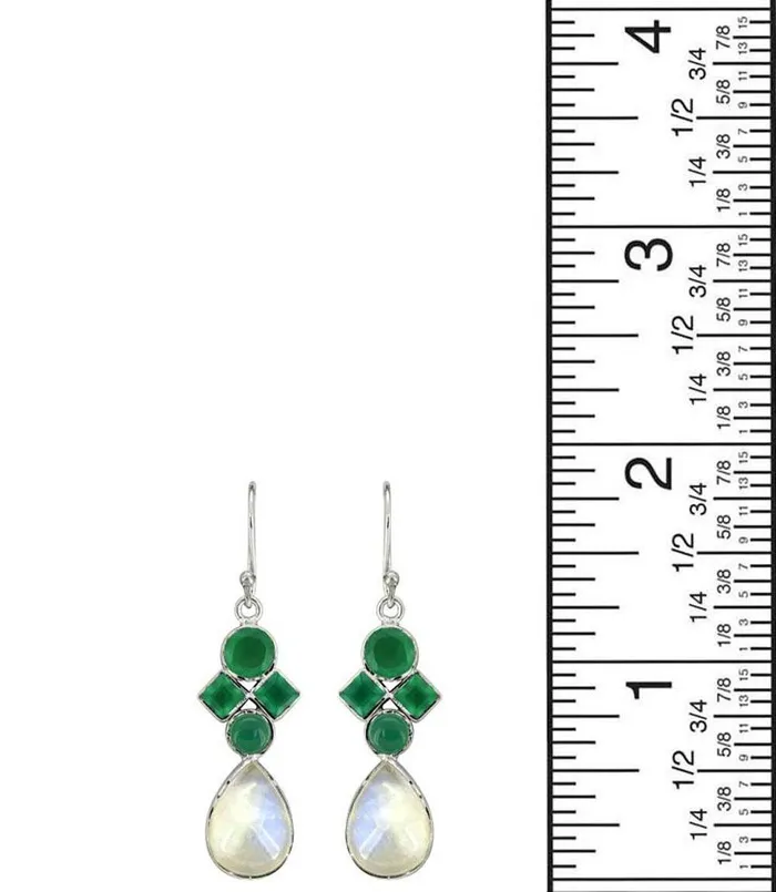 YoTreasure 188 Moonstone Green Onyx Gemstone Earrings Earrings