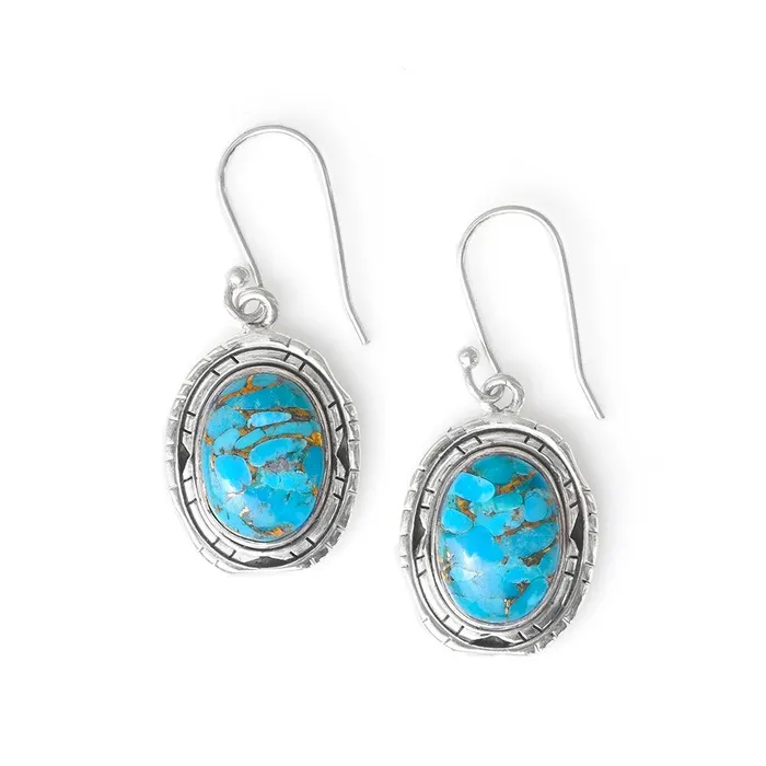 YoTreasure Earrings 149 Blue Copper Turquoise Solid 925 Sterling Silver Dangle Earrings Jewelry YoTreasure Earrings 149 Blue Copper Turquoise Solid 925 Sterling Silver Dangle Earrings Jewelry