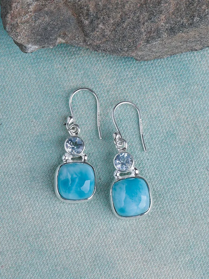 YoTreasure Earrings 150 Larimar Blue Topaz 925 Sterling Silver Dangle Earrings Birthstone Jewelry YoTreasure Earrings 150 Larimar Blue Topaz 925 Sterling Silver Dangle Earrings Birthstone Jewelry