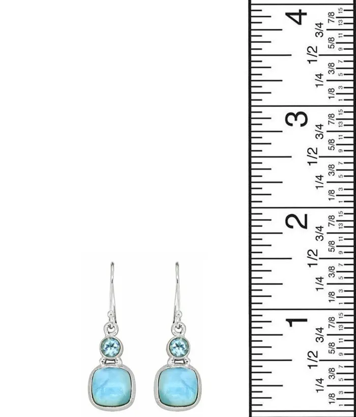 YoTreasure Earrings 150 Larimar Blue Topaz 925 Sterling Silver Dangle Earrings Birthstone Jewelry