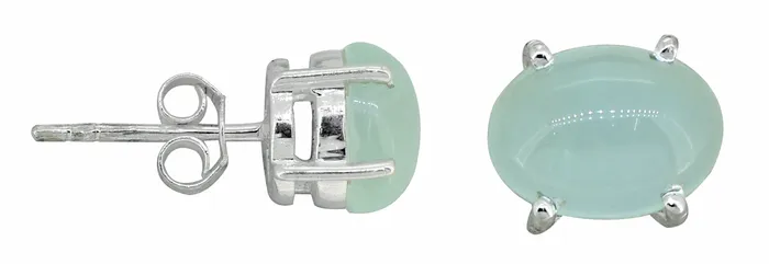 YoTreasure Earrings Aqua Chalcedony 925 Sterling Silver Stud Earrings