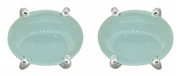 YoTreasure Earrings Aqua Chalcedony 925 Sterling Silver Stud Earrings