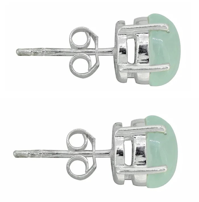 YoTreasure Earrings Aqua Chalcedony 925 Sterling Silver Stud Earrings