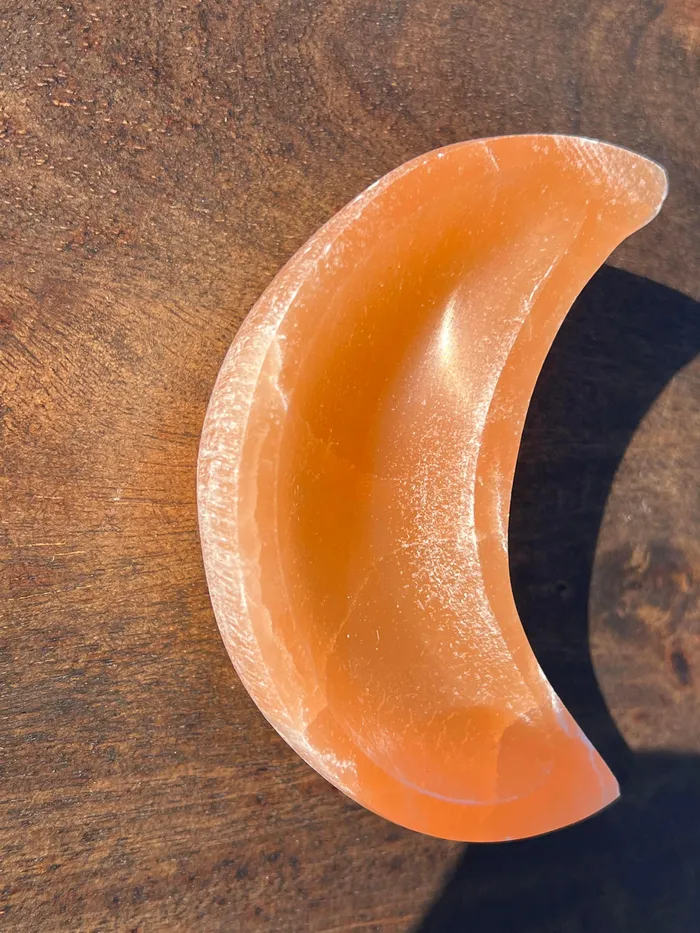 YoTreasure Healing Ability Crystal Bowls Natural Orange Moon Selenite With 7 Stone Chakra 925 Sterling Silver Chain Pendant Necklaces