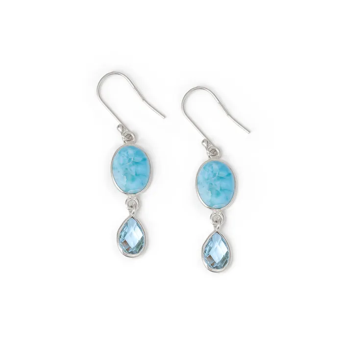 YoTreasure Larimar Blue Topaz Solid 925 Sterling Silver Dangle Earrings Jewelry Earrings YoTreasure Larimar Blue Topaz Solid 925 Sterling Silver Dangle Earrings Jewelry Earrings