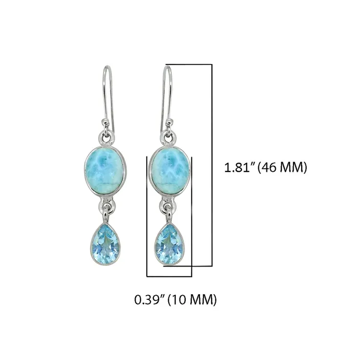 YoTreasure Larimar Blue Topaz Solid 925 Sterling Silver Dangle Earrings Jewelry Earrings
