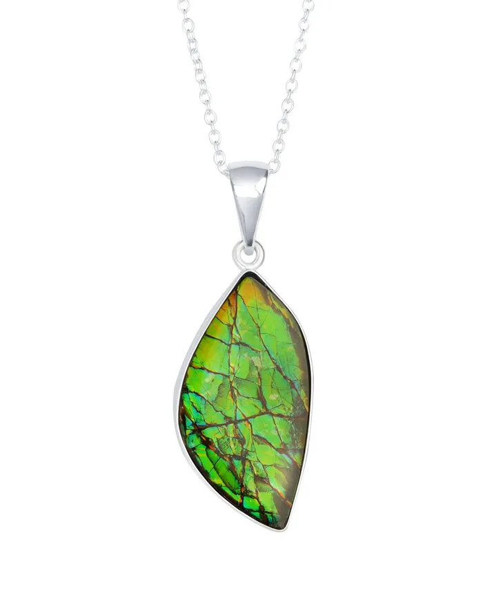 YoTreasure Necklaces 1265 Ct Ammolite Solid 925 Sterling Silver Chain Necklace Pendant YoTreasure Necklaces 1265 Ct Ammolite Solid 925 Sterling Silver Chain Necklace Pendant
