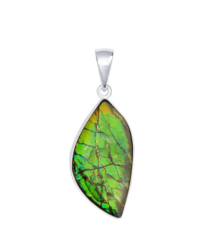 YoTreasure Necklaces 1265 Ct Ammolite Solid 925 Sterling Silver Chain Necklace Pendant