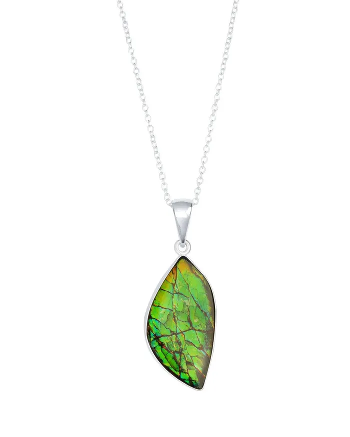 YoTreasure Necklaces 1265 Ct Ammolite Solid 925 Sterling Silver Chain Necklace Pendant
