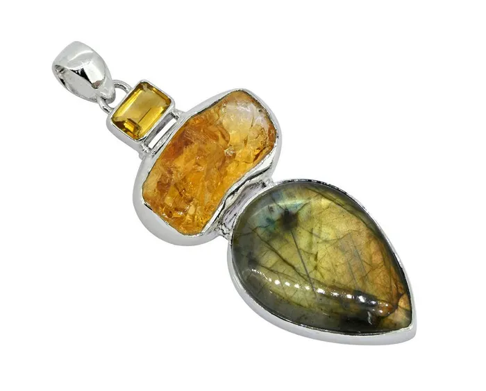 YoTreasure Necklaces Labradorite Solid 925 Sterling Silver Pendant 3