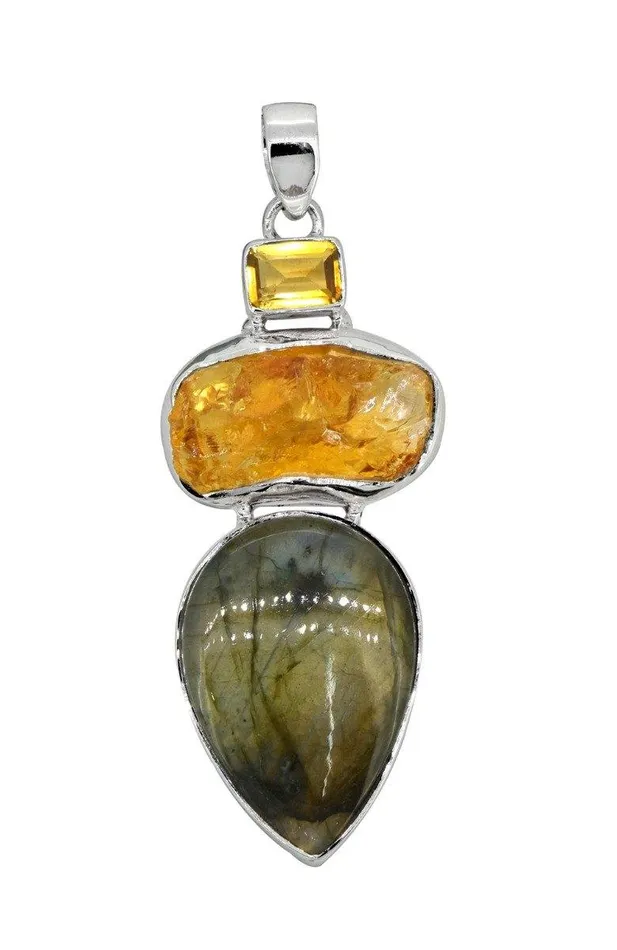 YoTreasure Necklaces Labradorite Solid 925 Sterling Silver Pendant 3