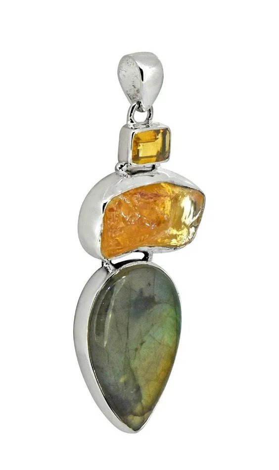 YoTreasure Necklaces Labradorite Solid 925 Sterling Silver Pendant 3