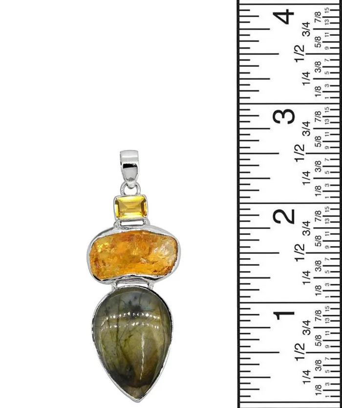YoTreasure Necklaces Labradorite Solid 925 Sterling Silver Pendant 3