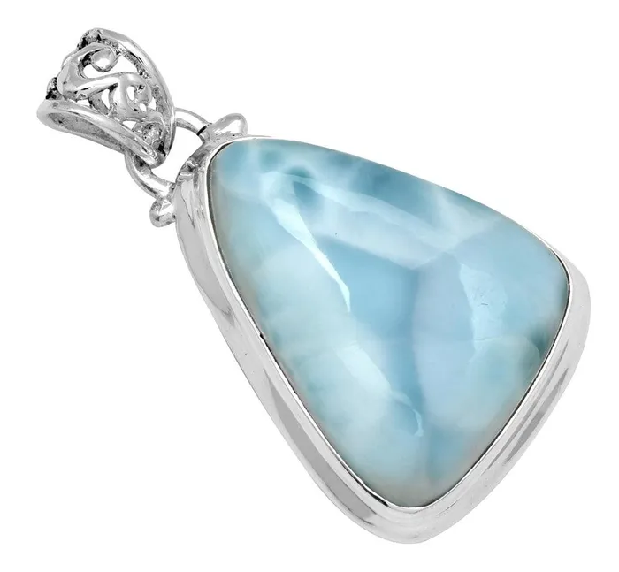 YoTreasure Necklaces Natural Larimar 1 34 Inch Long 925 Solid Sterling Silver Pendant YoTreasure Necklaces Natural Larimar 1 34 Inch Long 925 Solid Sterling Silver Pendant
