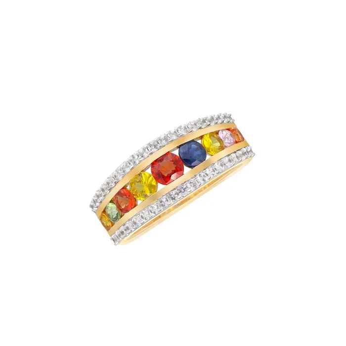 YoTreasure Rings 160 Ct Multi Sapphire 14K Yellow Gold Band Ring Jewelry YoTreasure Rings 160 Ct Multi Sapphire 14K Yellow Gold Band Ring Jewelry