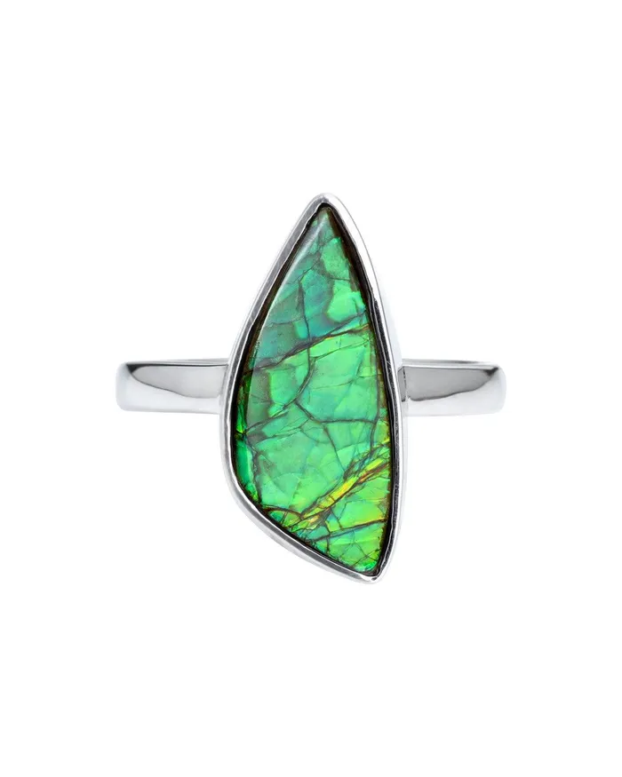 YoTreasure Rings 455 Ct Ammolite Ring Solid 925 Sterling Silver Gemstone Jewelry YoTreasure Rings 455 Ct Ammolite Ring Solid 925 Sterling Silver Gemstone Jewelry
