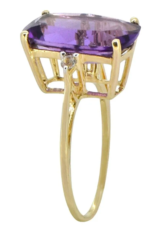 YoTreasure Rings 680 Ct Purple Amethyst Solid 14k Yellow Gold Ring Jewelry