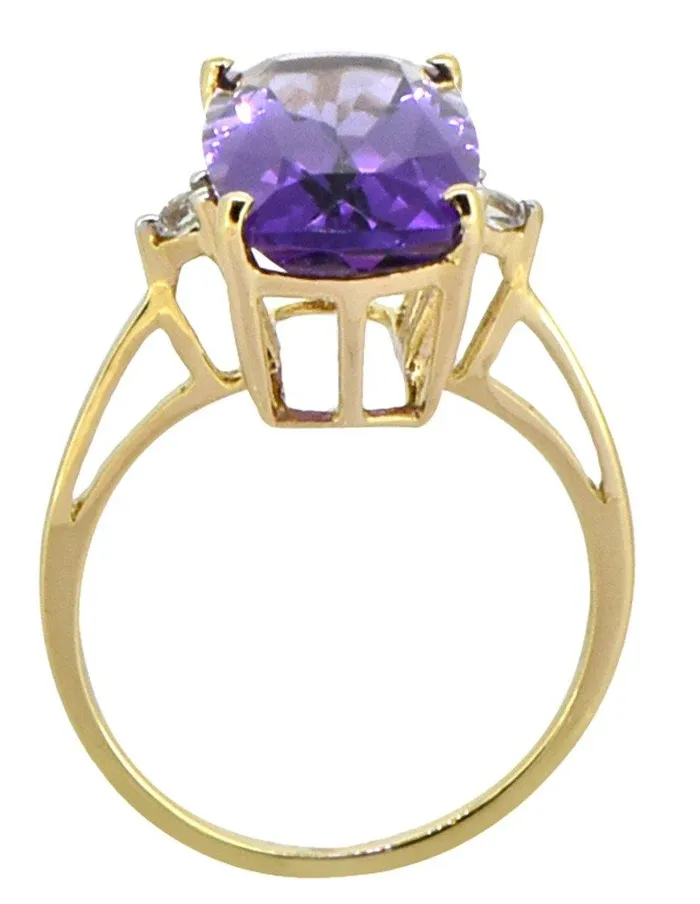 YoTreasure Rings 680 Ct Purple Amethyst Solid 14k Yellow Gold Ring Jewelry