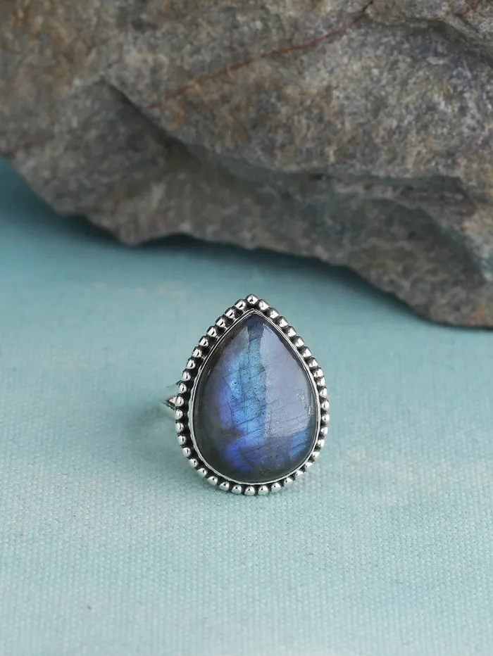 YoTreasure Rings Labradorite Solid 925 Sterling Silver Split Shank Ring Jewelry YoTreasure Rings Labradorite Solid 925 Sterling Silver Split Shank Ring Jewelry