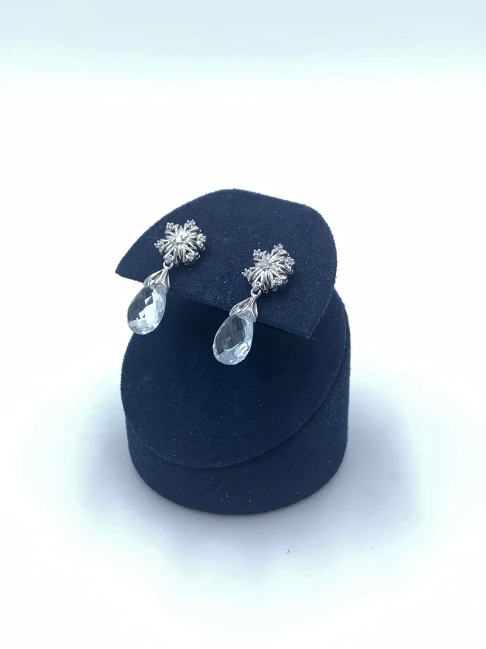 010ctw white gold Disney enchanted aquamarine earrings Crown Jewels Coin Earrings