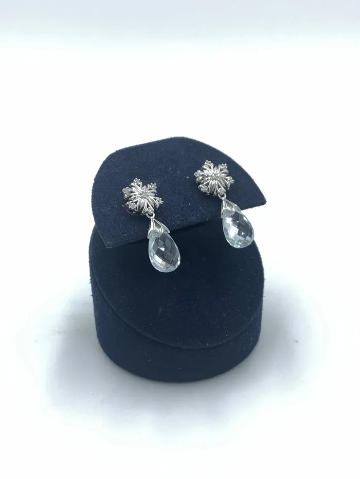 010ctw white gold Disney enchanted aquamarine earrings Crown Jewels Coin Earrings