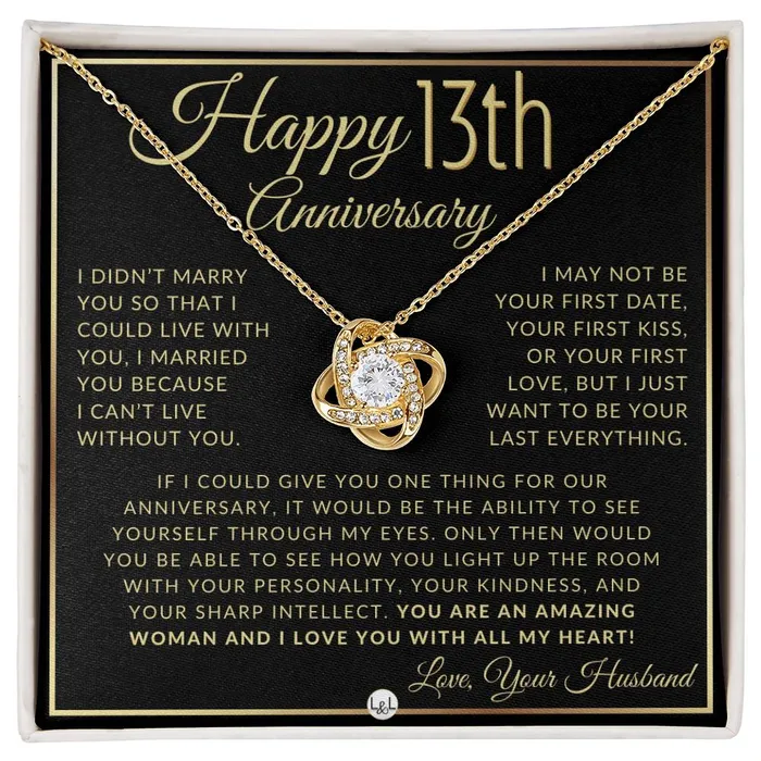 13th Anniversary Gift For Wife Beautiful Womens Pendant Necklace Heartfelt Anniversary Message ShineOn Fulfillment Necklaces 13th Anniversary Gift For Wife Beautiful Womens Pendant Necklace Heartfelt Anniversary Message ShineOn Fulfillment Necklaces