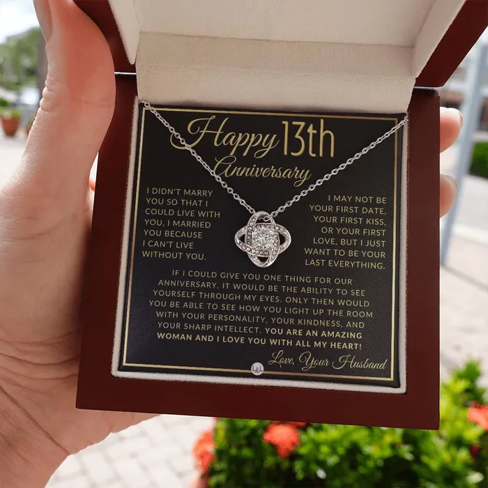 13th Anniversary Gift For Wife Beautiful Womens Pendant Necklace Heartfelt Anniversary Message ShineOn Fulfillment Necklaces