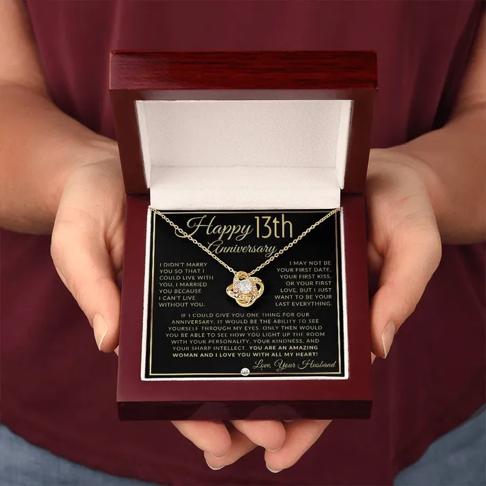 13th Anniversary Gift For Wife Beautiful Womens Pendant Necklace Heartfelt Anniversary Message ShineOn Fulfillment Necklaces