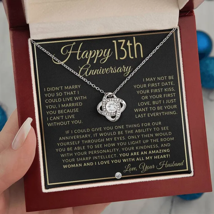 13th Anniversary Gift For Wife Beautiful Womens Pendant Necklace Heartfelt Anniversary Message ShineOn Fulfillment Necklaces