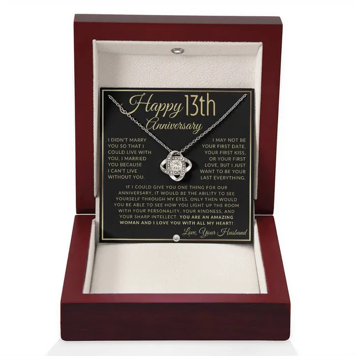 13th Anniversary Gift For Wife Beautiful Womens Pendant Necklace Heartfelt Anniversary Message ShineOn Fulfillment Necklaces