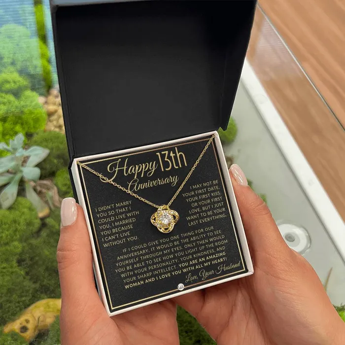 13th Anniversary Gift For Wife Beautiful Womens Pendant Necklace Heartfelt Anniversary Message ShineOn Fulfillment Necklaces