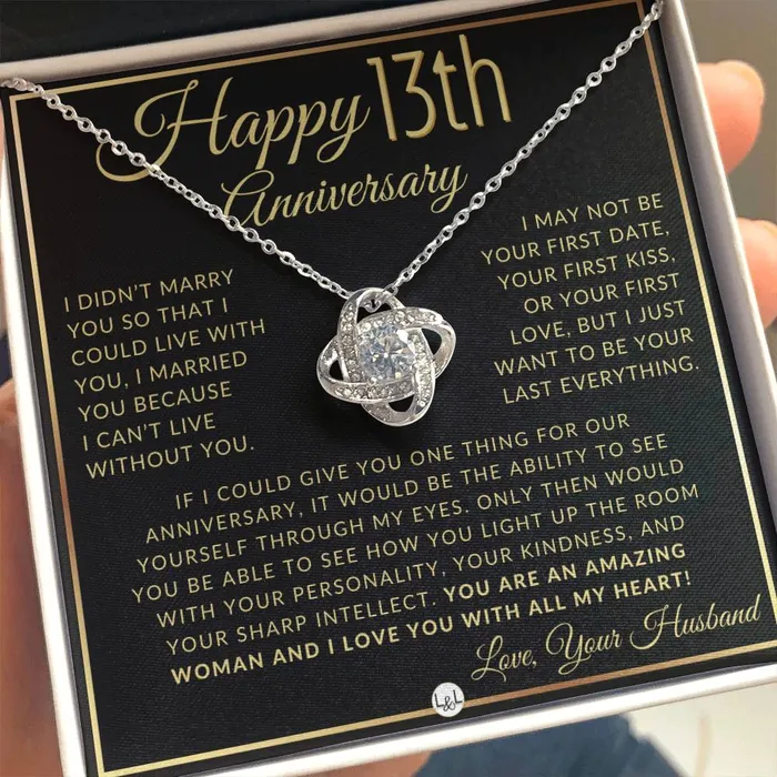 13th Anniversary Gift For Wife Beautiful Womens Pendant Necklace Heartfelt Anniversary Message ShineOn Fulfillment Necklaces