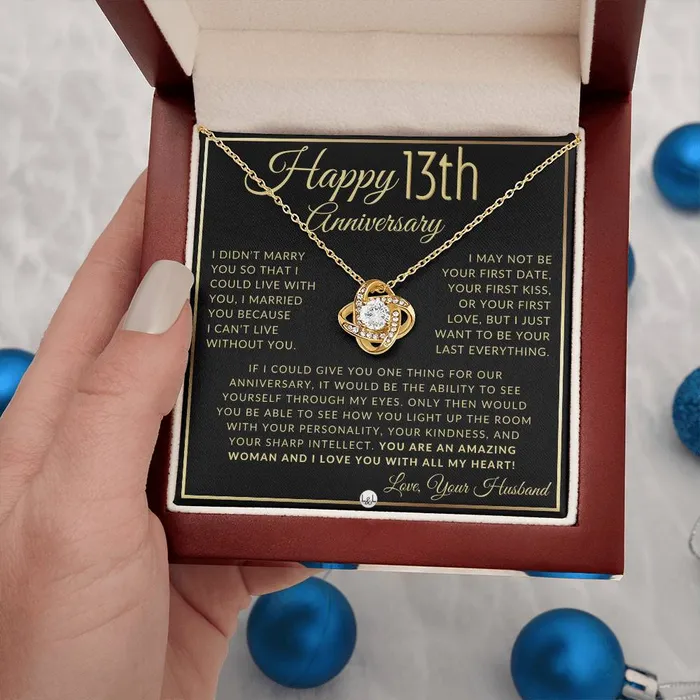 13th Anniversary Gift For Wife Beautiful Womens Pendant Necklace Heartfelt Anniversary Message ShineOn Fulfillment Necklaces