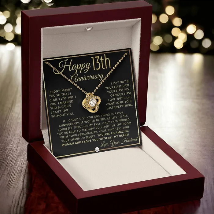 13th Anniversary Gift For Wife Beautiful Womens Pendant Necklace Heartfelt Anniversary Message ShineOn Fulfillment Necklaces