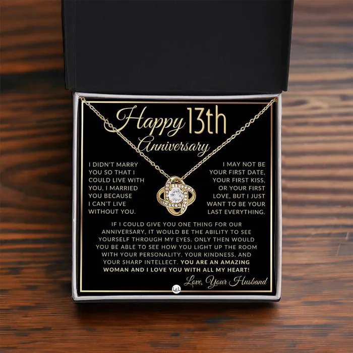 13th Anniversary Gift For Wife Beautiful Womens Pendant Necklace Heartfelt Anniversary Message ShineOn Fulfillment Necklaces