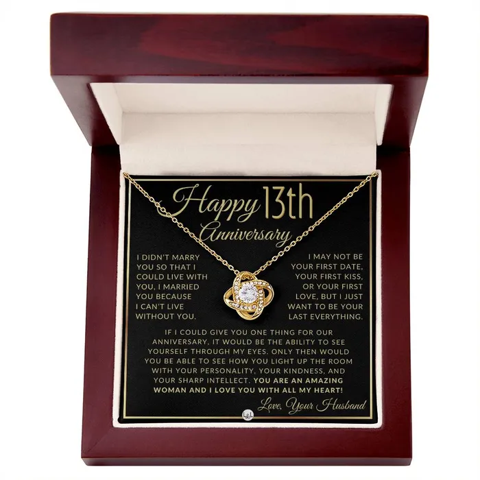 13th Anniversary Gift For Wife Beautiful Womens Pendant Necklace Heartfelt Anniversary Message ShineOn Fulfillment Necklaces