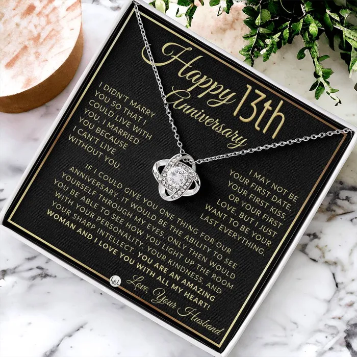 13th Anniversary Gift For Wife Beautiful Womens Pendant Necklace Heartfelt Anniversary Message ShineOn Fulfillment Necklaces