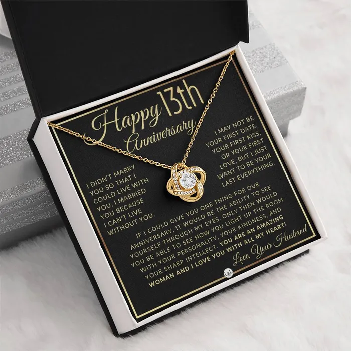 13th Anniversary Gift For Wife Beautiful Womens Pendant Necklace Heartfelt Anniversary Message ShineOn Fulfillment Necklaces