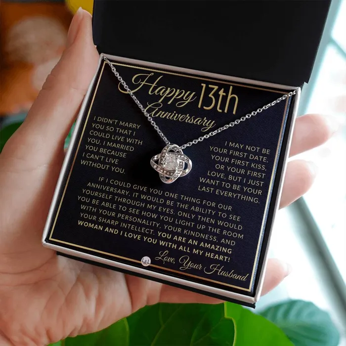 13th Anniversary Gift For Wife Beautiful Womens Pendant Necklace Heartfelt Anniversary Message ShineOn Fulfillment Necklaces