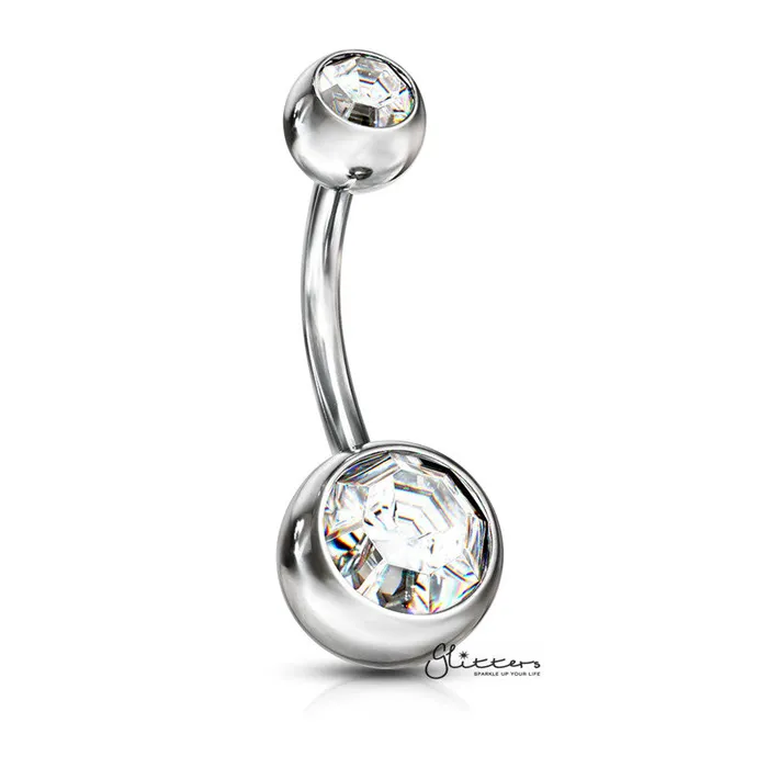 14GA 316L Surgical Steel Double Gem Belly Button Navel Ring 8mm 10mm Glitters Rings