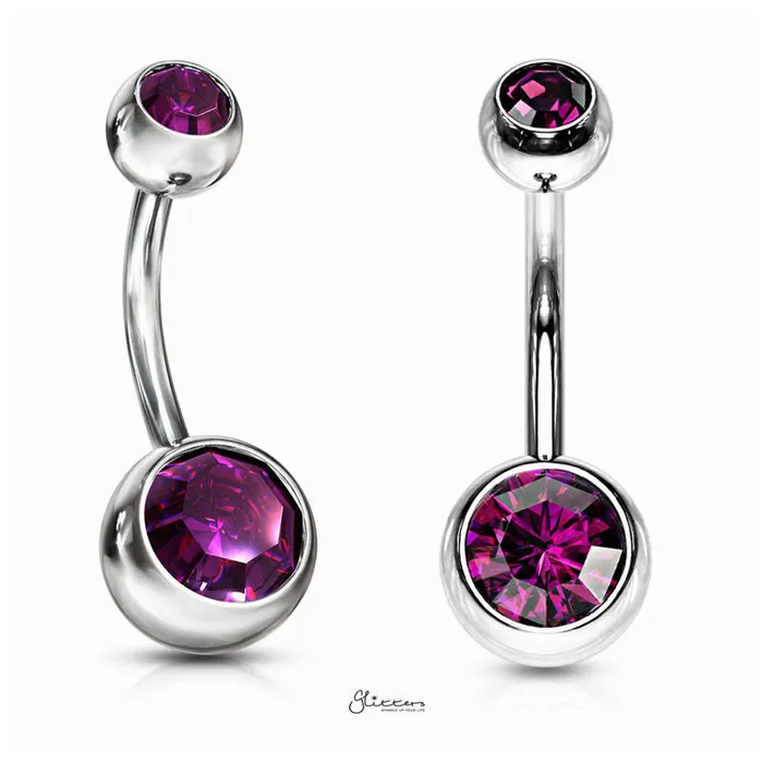 14GA 316L Surgical Steel Double Gem Belly Button Navel Ring 8mm 10mm Glitters Rings