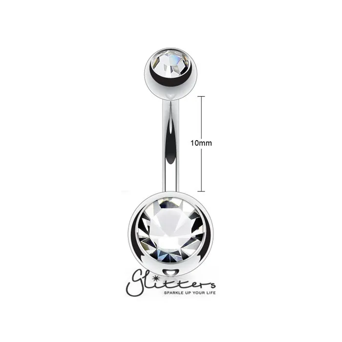 14GA 316L Surgical Steel Double Gem Belly Button Navel Ring 8mm 10mm Glitters Rings
